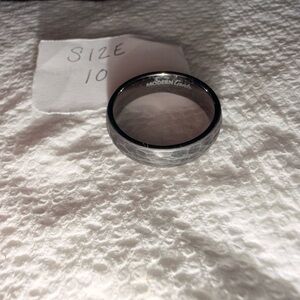 Men's Size 10 Tungsten Carbide Hammered Slate Band Ring